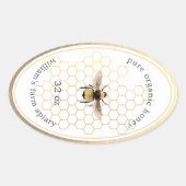 Honey Jar Label Honeybee Apiary Honeycomb Gold (Voorkant)