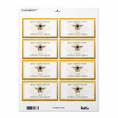 Honey Jar Label Honeybee Apiary Honeycomb Gold (Full Sheet)