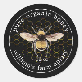 Honey Jar Label Honeybee Apiary Honeycomb Gold