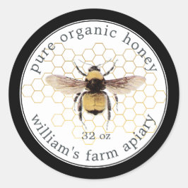 Honey Jar Label Honeybee Apiary Honeycomb Gold