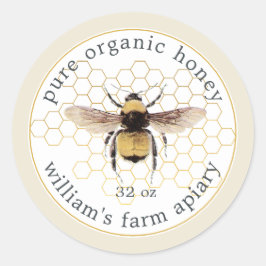 Honey Jar Label Honeybee Apiary Honeycomb White
