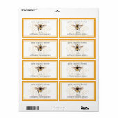 Honey Jar Label Honeybee Apiary Honeycomb Yellow (Full Sheet)