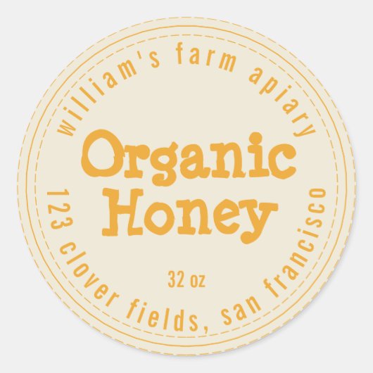 Honey Jar Label Honeybee Apiary Mellow Yellow (Voorkant)