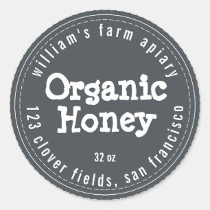 Honey Jar Label Honeybee Apiary Off-Black
