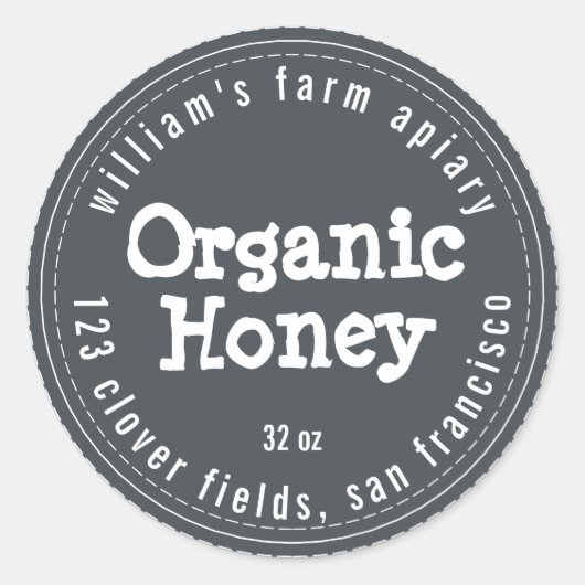 Honey Jar Label Honeybee Apiary Off-Black (Voorkant)