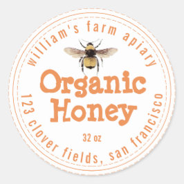 Honey Jar Label Honeybee Apiary Oranje White
