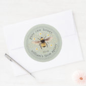 Honey Jar Label Honeybee Apiary Pastel Green (Envelop)