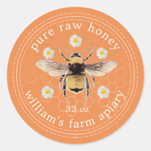 Honey Jar Label Honeybee Apiary Sinaasappel