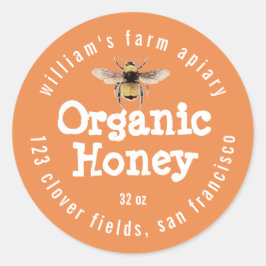 Honey Jar Label Honeybee Apiary Sinaasappel