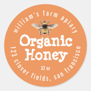 Honey Jar Label Honeybee Apiary Sinaasappel