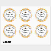 Honey Jar Label Honeybee Apiary Yellow Check (Vel)