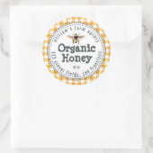 Honey Jar Label Honeybee Apiary Yellow Check (Tas)