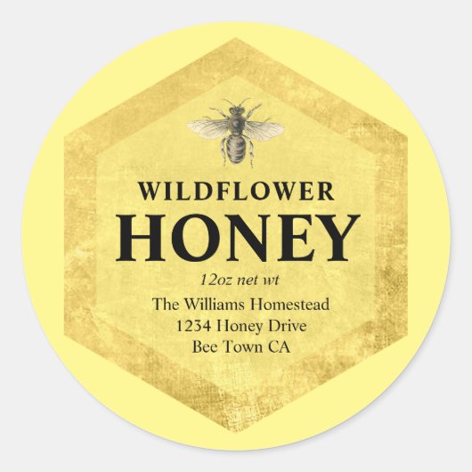 Honey Jar Label | Honing van wilde bloemen | Naam  (Voorkant)