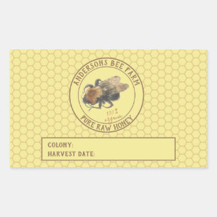 Honey Jar Label    honingbij en honingraat