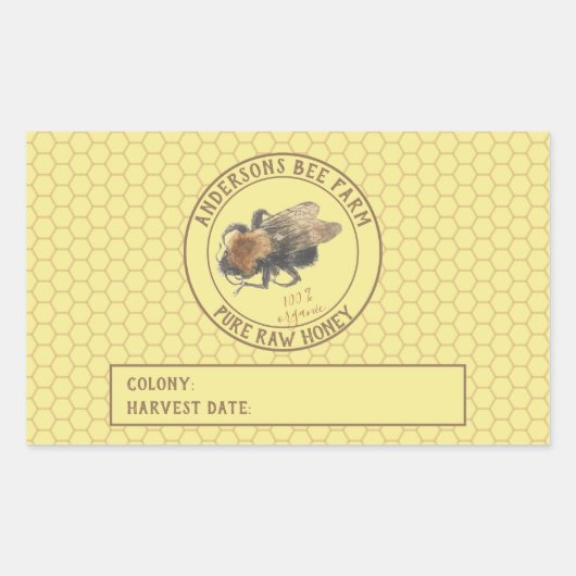 Honey Jar Label | honingbij en honingraat (Voorkant)