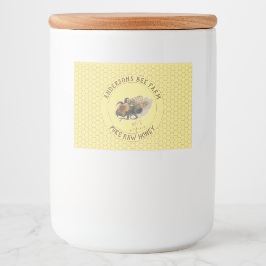 Honey Jar Label | honingbij en honingraat Voedselcontainer Etiket (Voorkant)