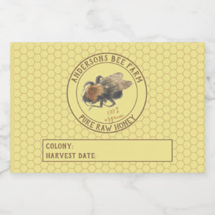 Honey Jar Label Honingbijen en Honingraat Voedselcontainer Etiket