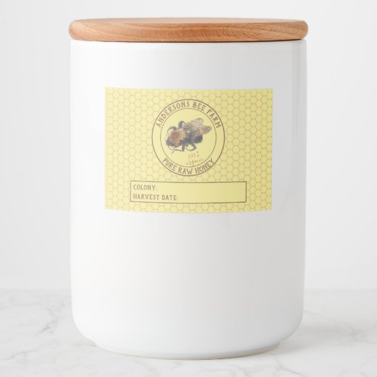 Honey Jar Label | Honingbijen en Honingraat Voedselcontainer Etiket (Voorkant)