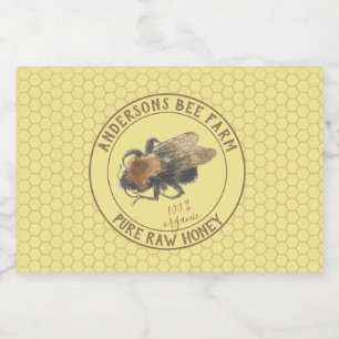 Honey Jar Label Honingbijen en Honingraat Voedselcontainer Etiket