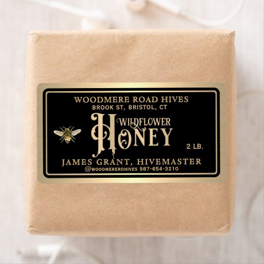 Honey Jar Label met bijen en honing druppel (Insitu)