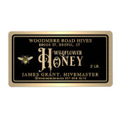 Honey Jar Label met bijen en honing druppel (Voorkant)