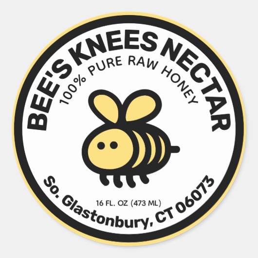 Honey Jar Label Moderne Schattigee bij (Voorkant)