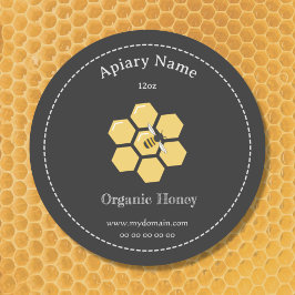 Honey Jar Label op zwarte Sticker voor imker