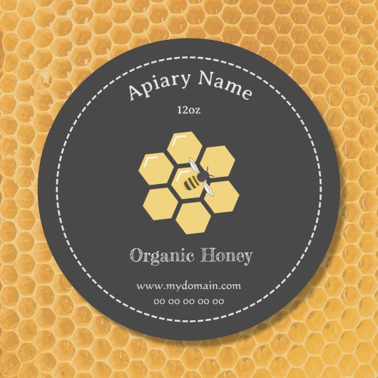 Honey Jar Label op zwarte Sticker voor imker