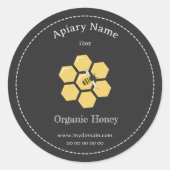 Honey Jar Label op zwarte Sticker voor imker (Voorkant)