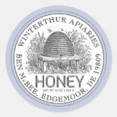 Honey Jar Label ( Skep) Blauwe Rand (Voorkant)