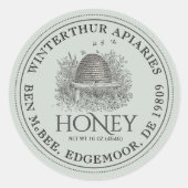 Honey Jar Label ( Skep) stippelrand (Voorkant)