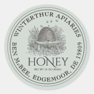 Honey Jar Label ( Skep) stippelrand