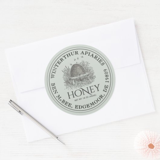 Honey Jar Label ( Skep) stippelrand (Envelop)