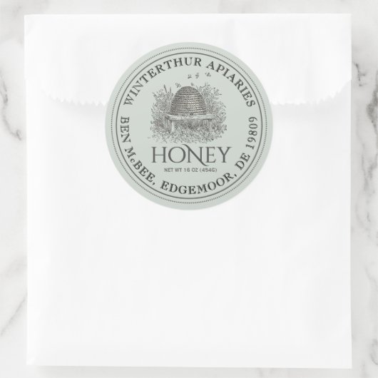 Honey Jar Label ( Skep) stippelrand (Tas)