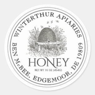 Honey Jar Label ( Skep) stippelrand