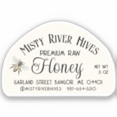 Honey Jar Label voor 3 oz Skep Jar Queen Bee (Voorkant)