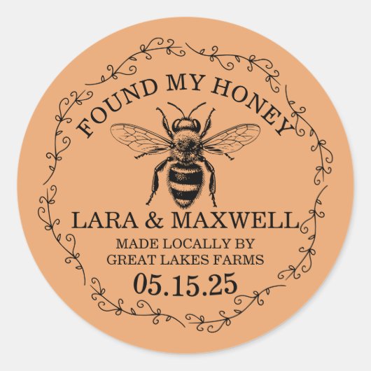 Honey Jar Labels for Wedding Favors (Voorkant)