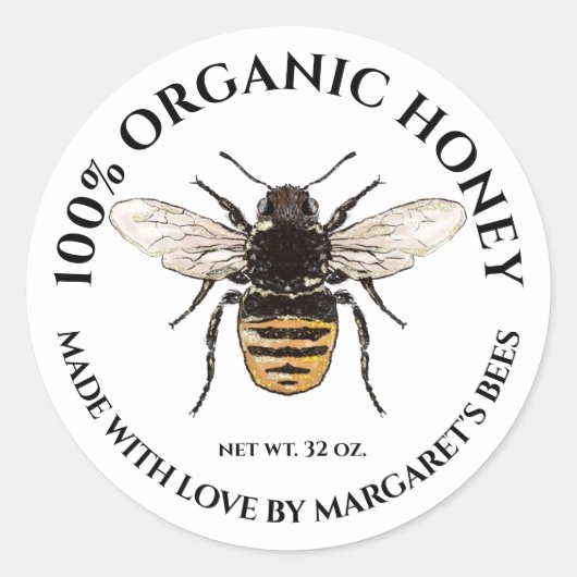 Honey Jar Labels Honeybee Honeycomb (Voorkant)