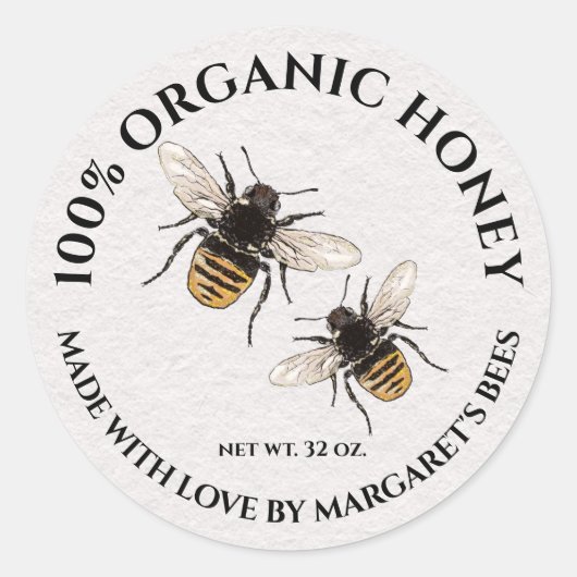 Honey Jar Labels Honeybee Honeycomb (Voorkant)