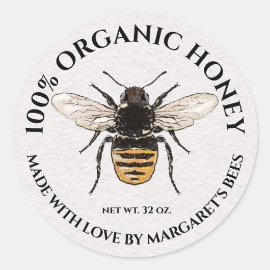 Honey Jar Labels Honeybee Honeycomb (Voorkant)