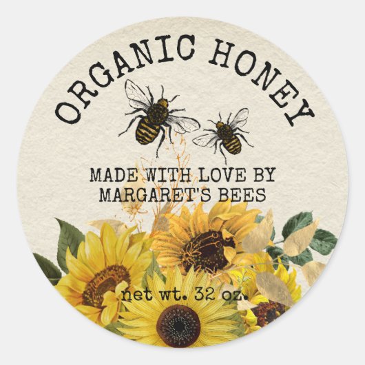 Honey Jar Labels Honeybee Honeycomb Bee Apiary (Voorkant)