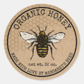 Honey Jar Labels Honeybee Honeycomb Bee Apiary (Voorkant)
