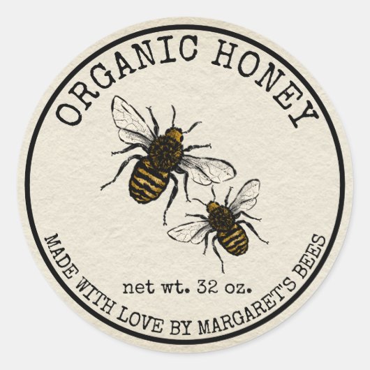 Honey Jar Labels Honeybee Honeycomb Bee Apiary (Voorkant)