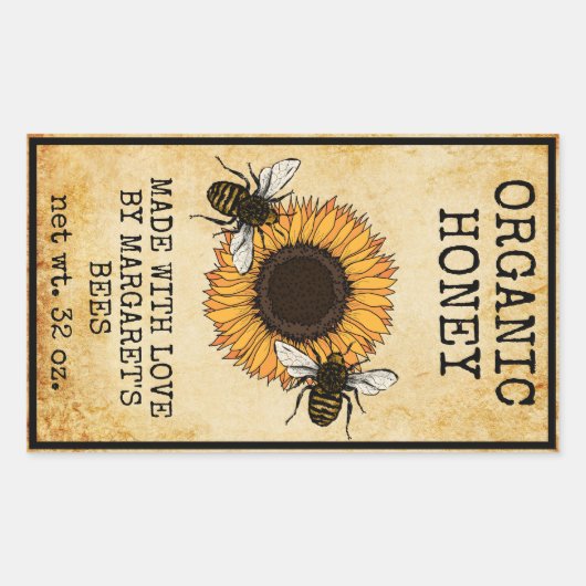 Honey Jar Labels Honeybee Honeycomb Bee Apiary (Voorkant)