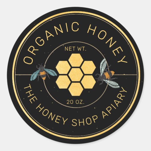 Honey Jar Labels | Honeybee Honeycomb Bee Apiary (Voorkant)