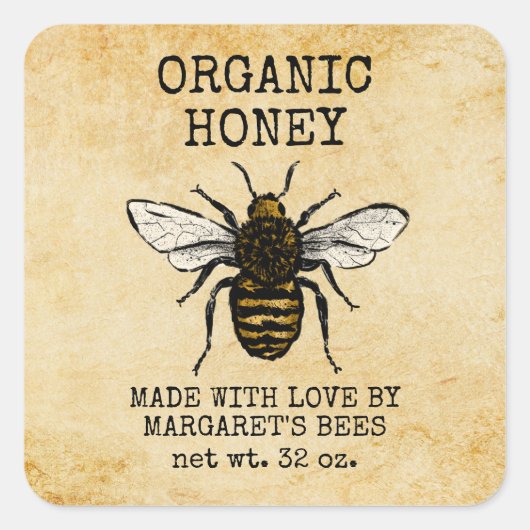 Honey Jar Labels Honeybee Honeycomb Bee Apiary (Voorkant)