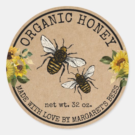 Honey Jar Labels Honeybee Honeycomb Bee Apiary (Voorkant)