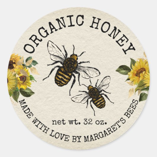 Honey Jar Labels Honeybee Honeycomb Bee Apiary (Voorkant)