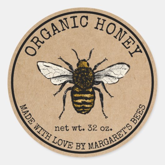 Honey Jar Labels Honeybee Honeycomb Bee Apiary (Voorkant)