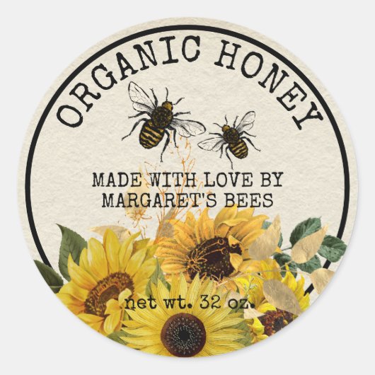 Honey Jar Labels Honeybee Honeycomb Bee Apiary (Voorkant)